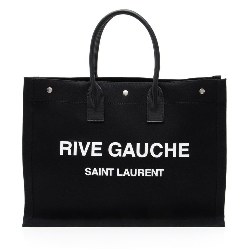 Saint Laurent Canvas Calfskin Rive Gauche Large Tote